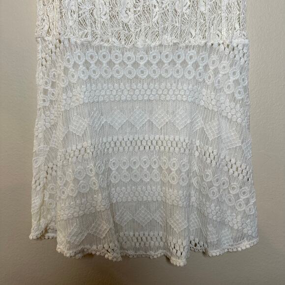 Mystree Womens Sheer Lace Crochet Babydoll Top Coquette Flowy Whimsical Medium - Picture 3 of 6